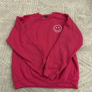 Pink Smiley Face Crewneck Sweater